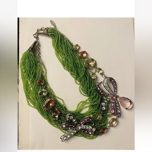 Sassy Jones Green Necklace with Pink and Silver Details